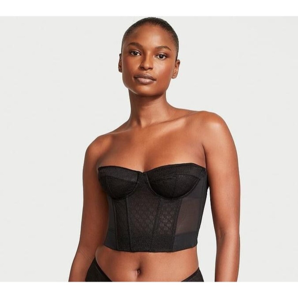 Victoria's Secret Black Very Sexy VS Archives Monogram Corset Bra Top Size 34C - Picture 12 of 13